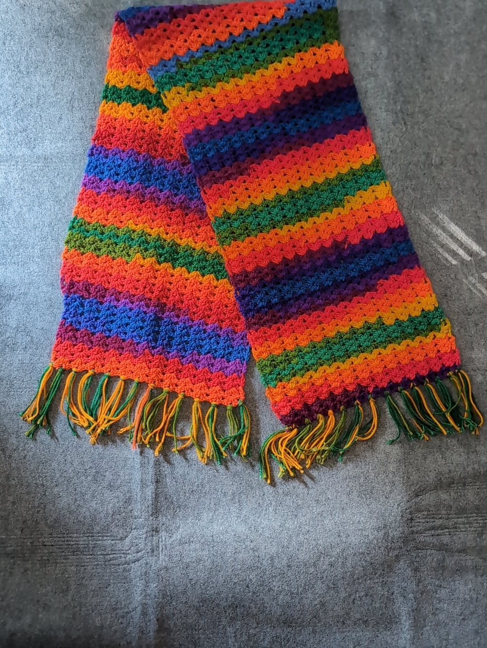 Vibrant Rainbow Stripe Knit Scarf - Multicolor